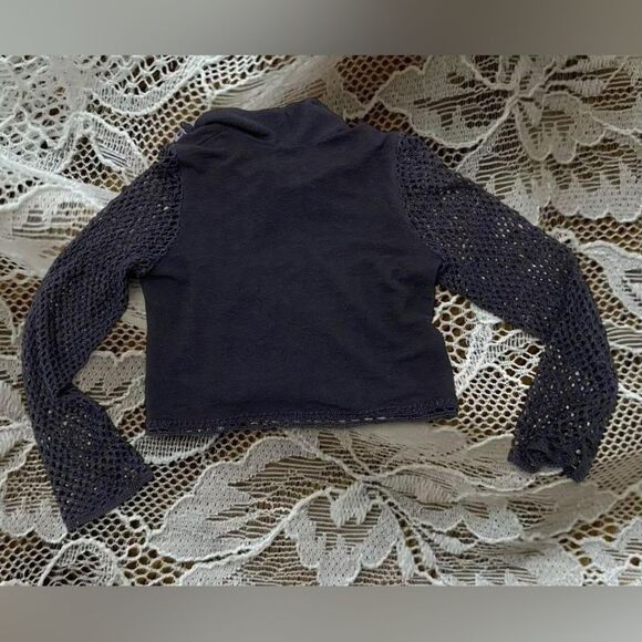 Y2K Whimsigoth Knitted Floral Sweater Top:Mesh Festival Going Out Party Grunge - Picture 8 of 8